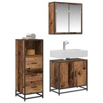 vidaXL Ensemble de mobilier de salle de bain 3 Pièces Bois Ancien