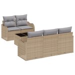 vidaXL Set de canapés de jardin 6 pièces avec coussins en poly rotin beige