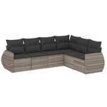 vidaXL Salon de jardin 6 Pièces avec coussins gris clair résine tressée
