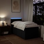 vidaXL Sommier à lattes de lit avec matelas Noir 90x190 cm Tissu