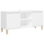vidaXL Meuble TV avec pieds en bois massif Blanc 103 5x35x50 cm