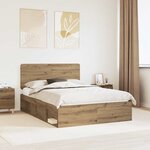 vidaXL Cadre de lit Chêne artisan 140 x 190 cm Bois de pin massif
