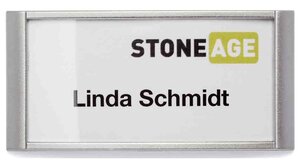 Boite de 10 Badge CLASSIC Magnétique 74 x 34 mm Argent DURABLE