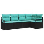 vidaXL Ensemble de Canapés 5 Pièces Noir polyrotin