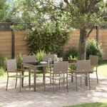 Ensemble de salle à manger de jardin 7 pièces vidaXL en poly rattan gris