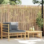 vidaXL Salon de jardin 2 Pièces avec coussins gris foncé Bambou