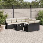 vidaXL Salon de jardin 9 Pièces avec coussins noir résine tressée