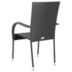 vidaXL Chaises empilables d'extérieur lot de 2 Résine tressée Noir
