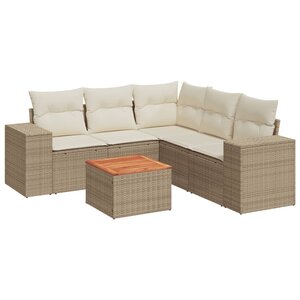 vidaXL Salon de jardin avec coussins 6 Pièces beige résine tressée