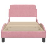 vidaXL Cadre de lit et tête de lit sans matelas rose 90x200 cm velours