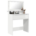 vidaXL Tables de maquillage pour chambre avec tiroir Blanc brillant