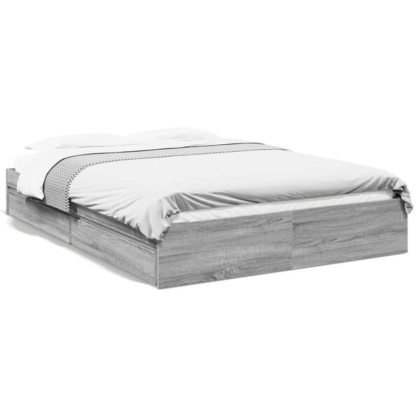vidaXL Cadre de lit avec tiroirs sans matelas sonoma gris 160x200 cm