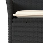 vidaXL Ensemble à manger de jardin et coussins 3 Pièces noir rotin verre