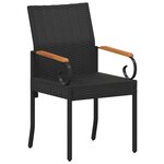 vidaXL Chaises de jardin avec coussin 4 Pièces Noir et blanc crème