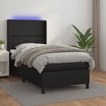 vidaXL Sommier à lattes de lit matelas LED Noir 90x200 cm Similicuir