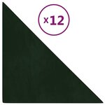 vidaXL Panneaux muraux 12 Pièces Vert foncé 30x30 cm Velours 0 54 m²