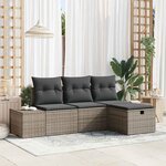 vidaXL Ensemble de canapé de jardin 4 Pièces Gris 55 x 62 x 69 cm