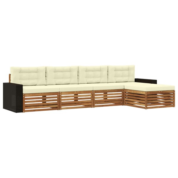 vidaXL Ensemble de canapés d'extérieur 5 pc Naturel et Crème Polyester