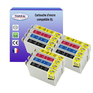 12 Cartouches Compatibles pour Epson Stylus DX5050 DX6000 DX6050 DX7000F DX7400 DX7450 DX8400 DX8450 DX9400F remplace Epson T0711/2/3/4- T3AZUR