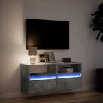 vidaXL Meuble TV mural avec lumières LED gris béton 100x31x45 cm