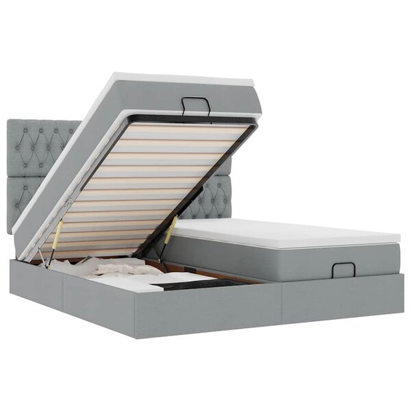 VidaXL Cadre de lit ottoman et matelas gris clair 180x200cm tissu