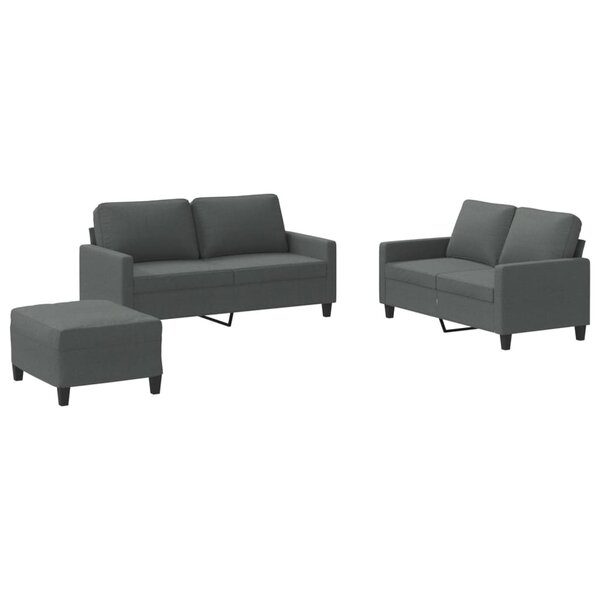 vidaXL Ensemble de canapés 3 Pièces avec coussins Gris foncé Tissu
