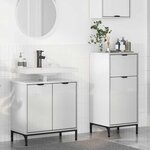 vidaXL Ensemble de mobilier de salle de bain 2 Pièces Blanc brillant