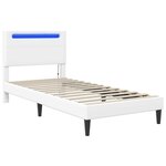 vidaXL Cadre de lit avec bandes LED Blanc 90 x 200 cm Simili cuir
