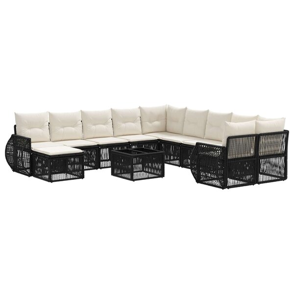 vidaXL Ensemble de canapé de jardin 12 Pièces Noir polyrotin