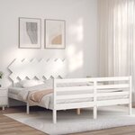 vidaXL Cadre de lit avec tête de lit blanc King Size bois massif
