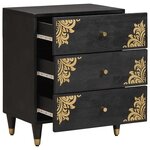 vidaXL Cabinet de chevet Noir 50 x 33 x 62 cm Bois de mangue massif