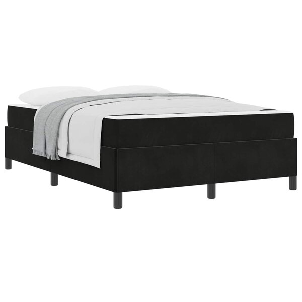 vidaXL Cadre de lit avec matelas Noir 140 x 190 cm tissu