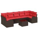 vidaXL Ensemble de canapé de jardin 8 Pièces Beige et Rouge polyrotin