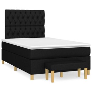 vidaXL Sommier à lattes de lit avec matelas noir 120x190 cm tissu