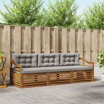 vidaXL Ensemble de canapés d'extérieur 3 pc Gris Naturel et Clair