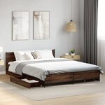 vidaXL Cadre de lit et tiroirs chêne marron 120x200 cm bois ingénierie