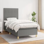 vidaXL Sommier à lattes de lit et matelas Gris foncé 90x190 cm Tissu