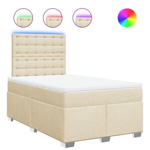 vidaXL Sommier à lattes de lit avec matelas Crème 120x200 cm Tissu