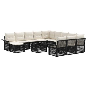 vidaXL Ensemble de canapé de jardin 13 Pièces Noir et blanc crème