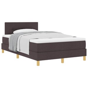 vidaXL Lit à ressorts avec coussin Marron foncé 120 x 200 cm tissu