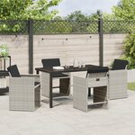 vidaXL Ensemble de salle à manger de jardin 5 pièces avec coussins gris clair en rattan synthétique