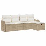 vidaXL Ensemble de canapé de jardin 5 Pièces beige et crème Poly rotin
