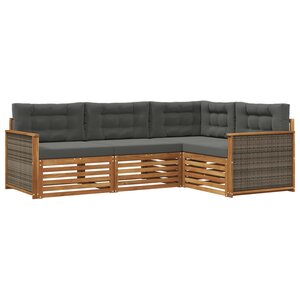 vidaXL Ensemble de canapés d'extérieur 4 pc Naturel et Anthracite