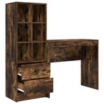 vidaXL Bureau avec rangement 2 Pièces Chêne fumé 90 x 40 x 76 cm