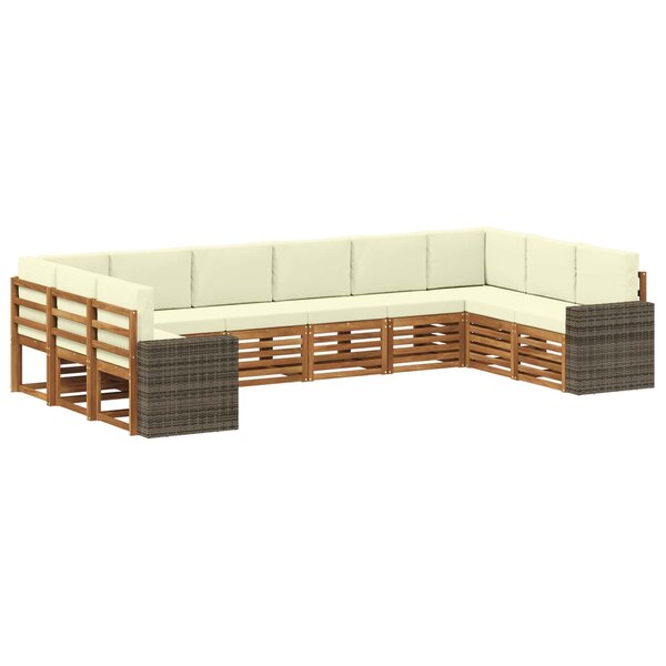 vidaXL Ensemble de canapés d'extérieur 10 pc Naturel et Crème