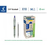 Pack begreen b2p ecoball 10 stylos-bille pointe moyenne + 10 recharges bleu PILOT
