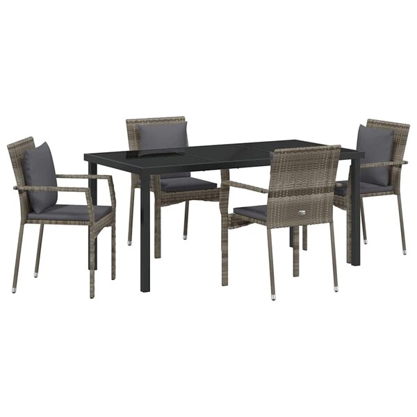 vidaXL Ensemble de salle à manger pour jardin 5 Pièces Gris polyrotin