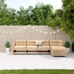 vidaXL Salon de jardin 5 Pièces avec coussins Bois de pin massif