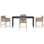 Ensemble de Salle à Manger de Jardin 5 Pièces avec Coussins en Rotin Poly Beige