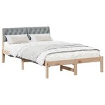 vidaXL Cadre de lit avec tête de lit Marron et gris clair 120 x 190 cm